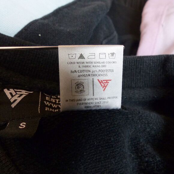 Hypland Sweatshirt Mens S Black Pastel Color Block Panels Pockets Crewneck 90s - Picture 15 of 15